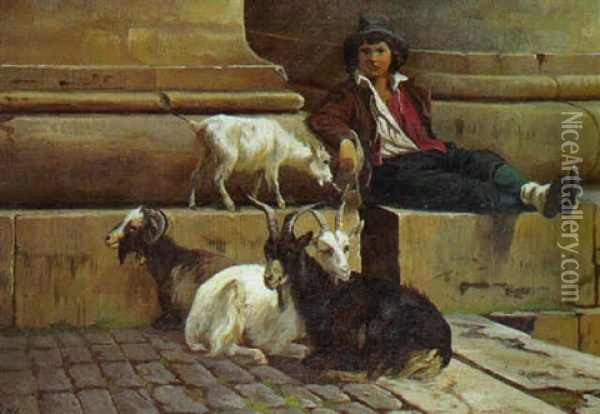 En Italiensk Gedehyrde Oil Painting - Adolf Heinrich Mackeprang