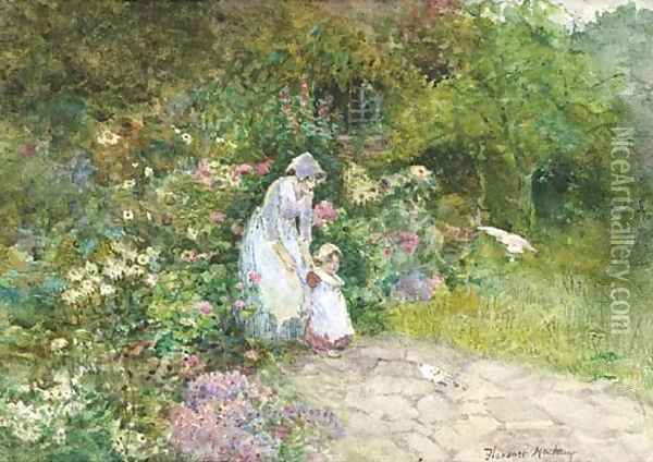 Feeding the doves Oil Painting - Florence Agnes Mackay
