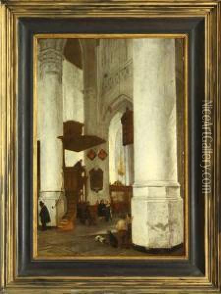 Church Interior Scene Oil Painting - Hendrick Van Vliet