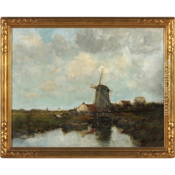 Old Mill - Voorburg, Holland Oil Painting - Charles Paul Gruppe