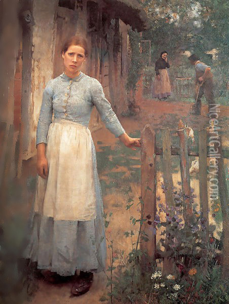The Girl at the Gate 1889 Oil Painting - Sandor Nagy