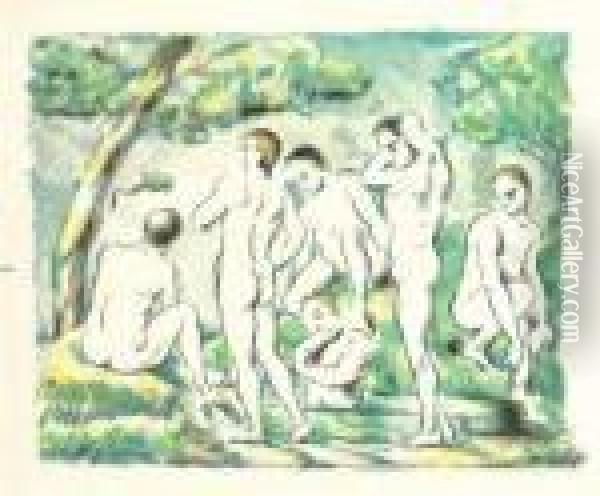 Les Baigneurs, Petite Planche Oil Painting - Paul Cezanne