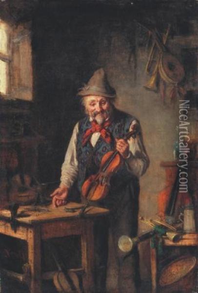 Violin Maker Oil Painting - Hermann Kern