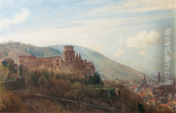 Heidelberger Schlos Im Vorfruhling Oil Painting - Friedrich Kallmorgen