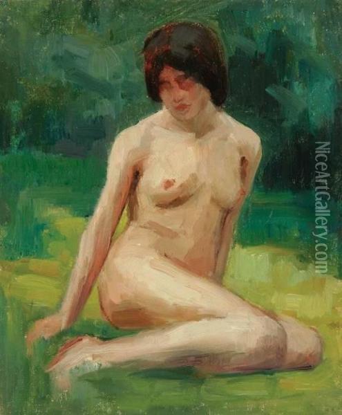 Circle Of Richard Edward Miller , Nude Study-circa 1910 Oil Painting - Richard Emile Miller