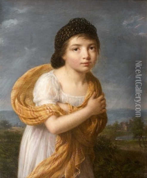 Jeune Fille Sous L'orage Oil Painting - Jeanne Elisabeth Chaudet