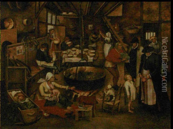 La Visite A La Ferme Oil Painting - Pieter Brueghel the Younger