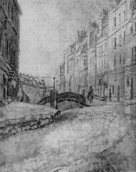 A Street In Bath Oil Painting - Therese Lessore