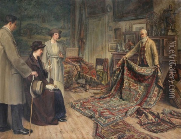 The Carpet Merchant Oil Painting - Jean Baptiste Coene