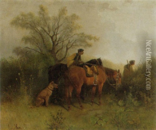 Ungarische Reiter Auf Kundschaft Oil Painting - Hans (Johann) Haag
