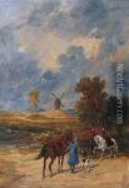 La Halte Des Cavaliers Oil Painting - John Lewis Brown