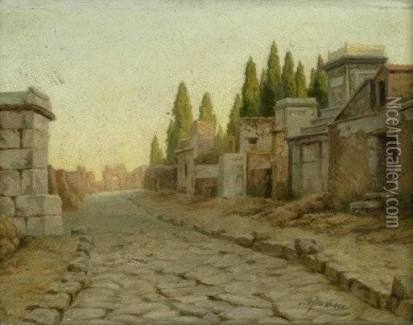 Die Strada Delle Tombe In Pompei Oil Painting - Adolf Franck