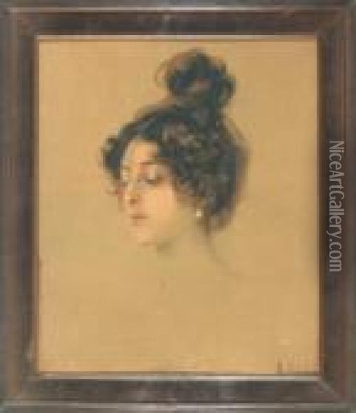 Frauenportrait Oil Painting - Franz von Lenbach