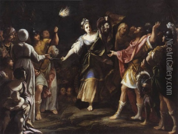 Judith Presentant La Tete D'holopherne Au Peuple Juif Oil Painting - Giuseppe Maria Crespi