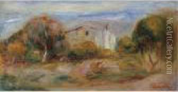 Paysage Avec Maison Oil Painting - Pierre Auguste Renoir