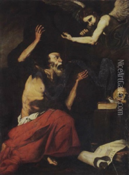 Der Heilige Hieronymus Und Der Engel Des Jungsten Gerichts Oil Painting - Jusepe de Ribera