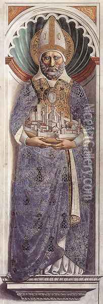 St Gimignano (on the pillar) 1464-65 Oil Painting - Benozzo di Lese di Sandro Gozzoli