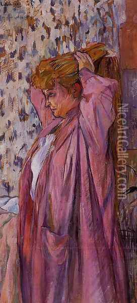 The Madame Redoing Her Bun Oil Painting - Henri De Toulouse-Lautrec