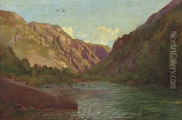 Italienischer Gebirgssee Zwischen Ansteigenden Bergen Oil Painting - Luigi Bolongaro