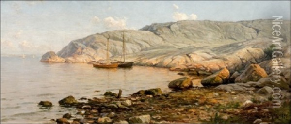 Rannikkomaisema Bohuslanista Oil Painting - Berndt Adolf Lindholm