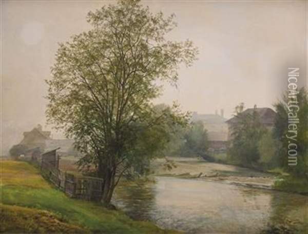 Morgennebel Am Fluss Oil Painting - Hans Frank