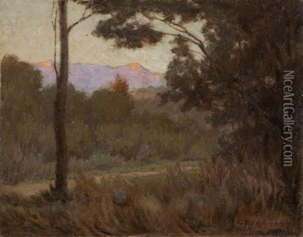 Sunset Glow On Foothills Oil Painting - Granville S. Redmond