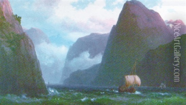 ...schollan Rock...to Romsdal Fjord Oil Painting - Vilhelm Melbye