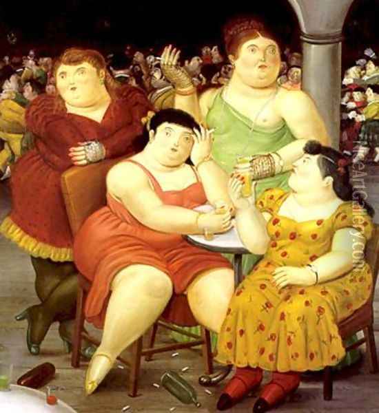 Four Woman Oil Painting - Fernando Botero