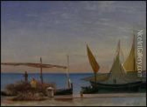 Boats At Capri Oil Painting - Albert Bierstadt