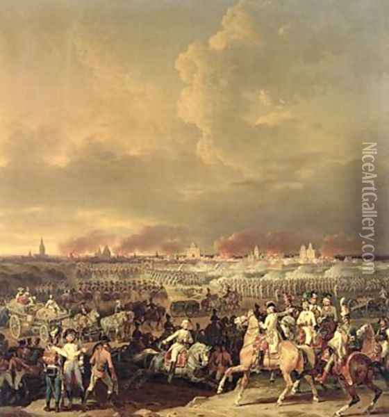 The Siege of Lille by Albert de Saxe-Tachen 8th October 1792 Oil Painting - Hippolyte Lecomte