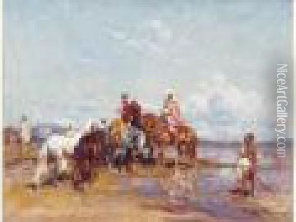 Cavaliers Sur Le Lac De Tunis. Oil Painting - Henri Julien Rousseau