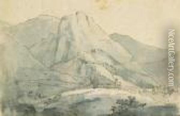 Veduta Di Convento E Case In Un Paesaggio Montano Oil Painting - Johann Wolfgang von Goethe