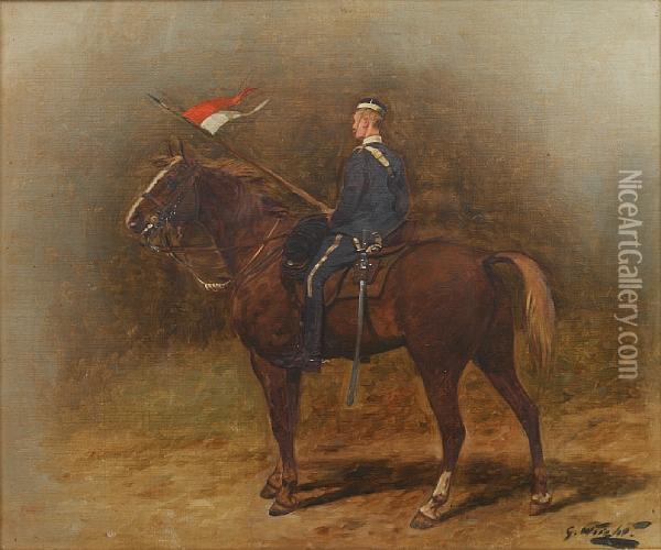 A Mounted Trooper Of The 17th Lancers Oil Painting - George Wright