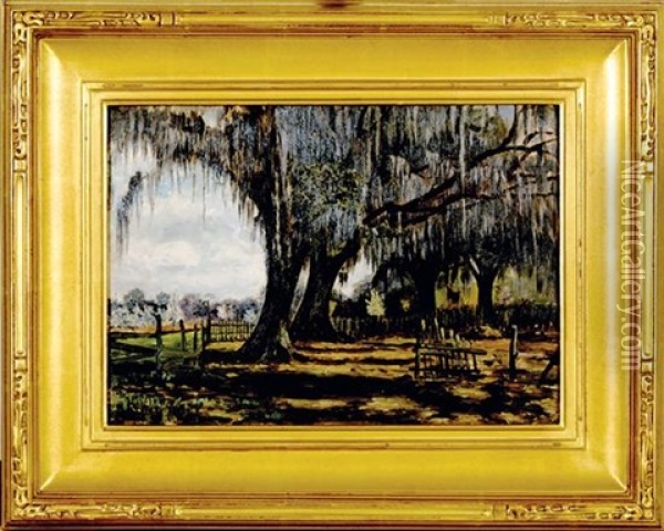 Oaks With Moss Oil Painting - Ludmilla Pilat Welch