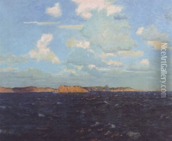 The Evening Seascape Looking Towards Mewstone Oil Painting - Julius Olsson