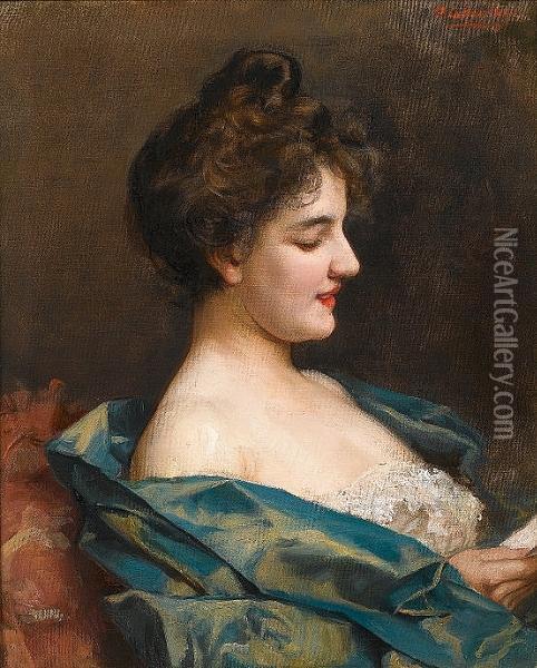 Portrait Of A Parisian Lady Oil Painting - Paul De Laboulaye