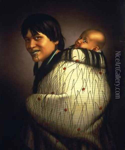 Ana Rupene and child 1880 Oil Painting - Gottfried Lindauer