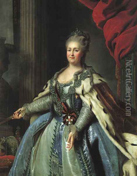Portrait of Catherine II, 1770 Oil Painting - Fedor Rokotov