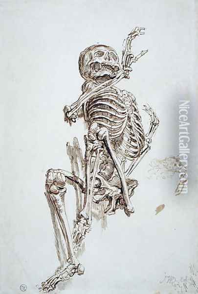 A Human Skeleton Oil Painting - James Ward