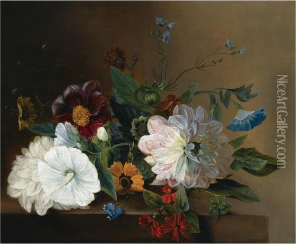 Flowers On A Ledge Oil Painting - Maria Elisabeth Crommelin