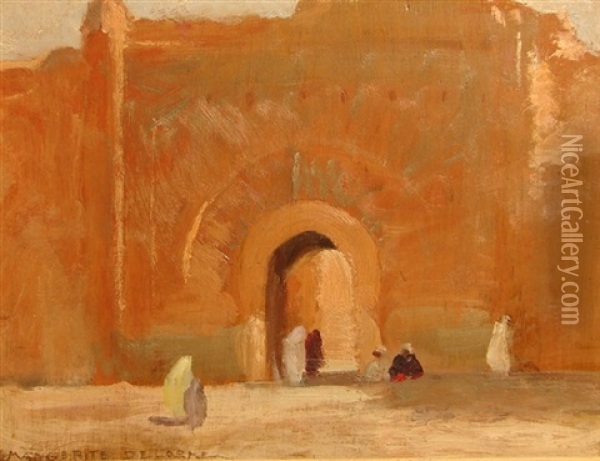 Porte Bab Aganaou A Marrakech Oil Painting - Marguerite Anne Rose Delorme
