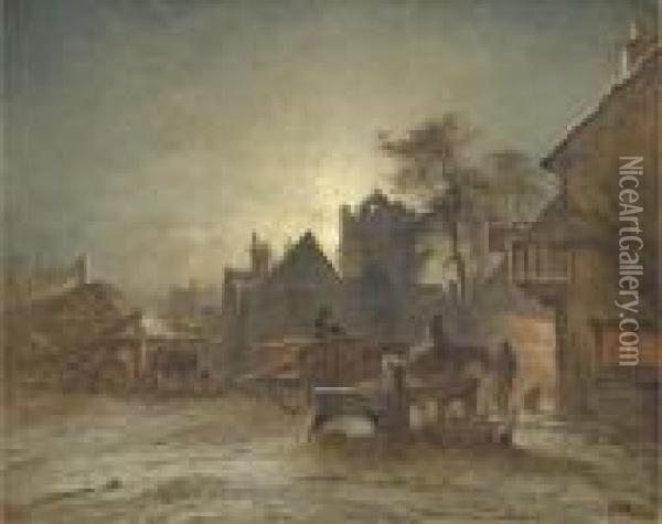 The Village Inn Oil Painting - George Augustus Williams