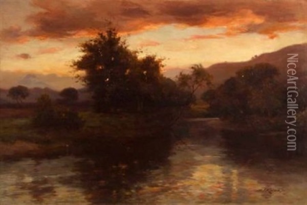 In The Gloaming - On The Forth, Aberfoyle Oil Painting - James Kinnear