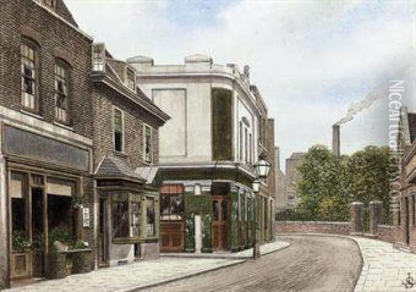 The Henry Viii Inn, High Street, Lambeth Oil Painting - James Lawson Stewart