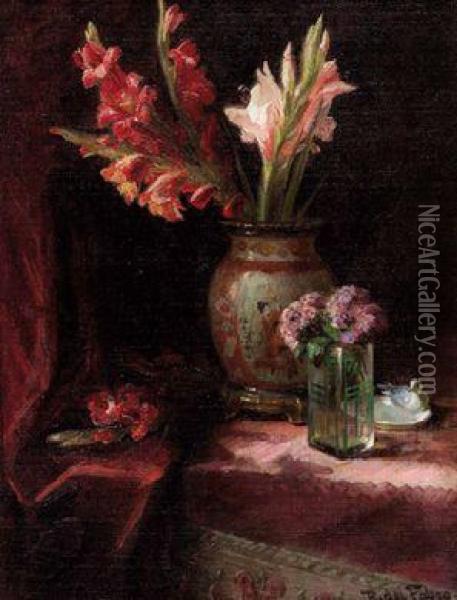 Stillleben Mit Gladiolen Oil Painting - Rosina Del Fabro
