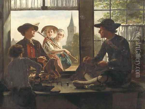 Tailor made a tailor in Kruiningen, Zeeland Oil Painting - Adolf Alexander Dillens