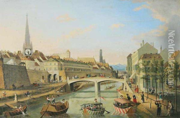 Ferdinand's Bridge Invienna Oil Painting - C. L. Hofmeister