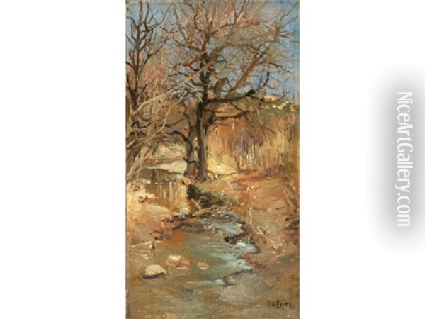 Autumn Landscape With Creek Oil Painting - Charles Arthur Fries