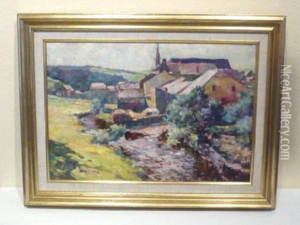 Vue De Village Oil Painting - Leon Jamin