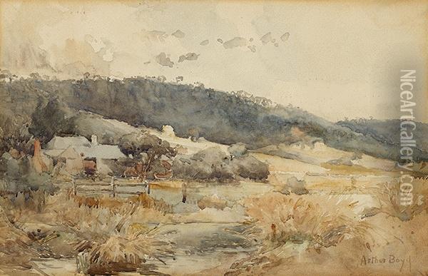 Landscape With Farmhouses Oil Painting - Arthur Merric Boyd